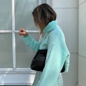 mint cropped turtleneck sweater